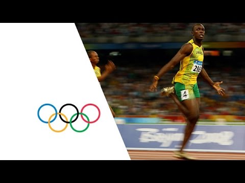 Usain Bolt's world record 100m during the olympic games in Beijing in2008